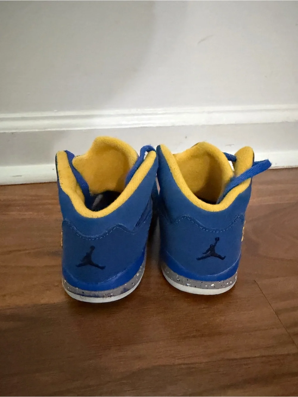 Jordan Kids Blue and Yellow '23' High-Top Sneakers